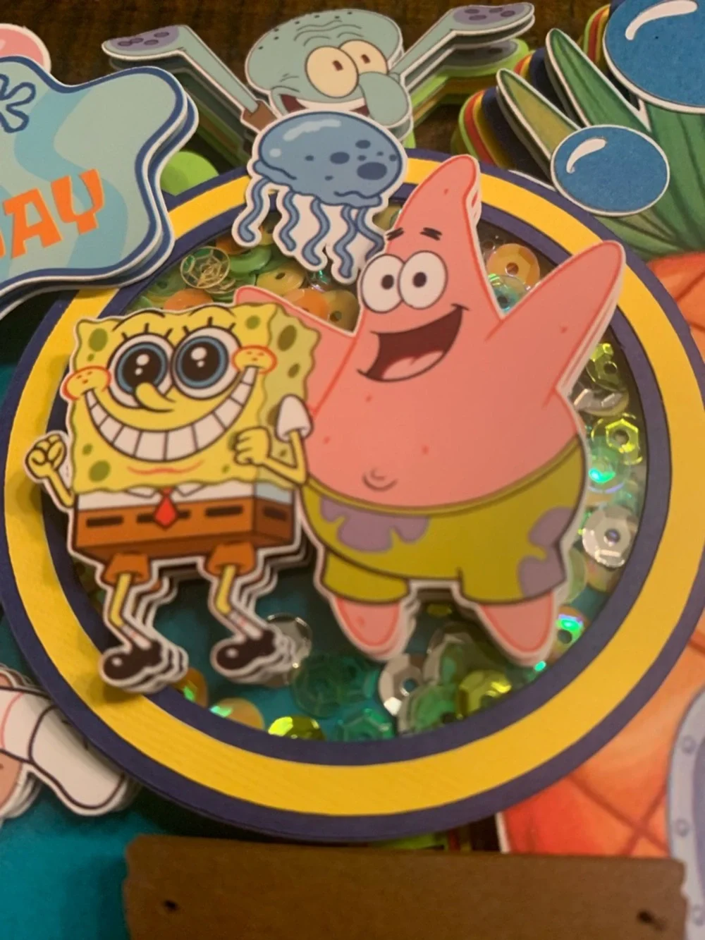 SpongeBob Squarepants Birthday Cake Topper handmade shaker